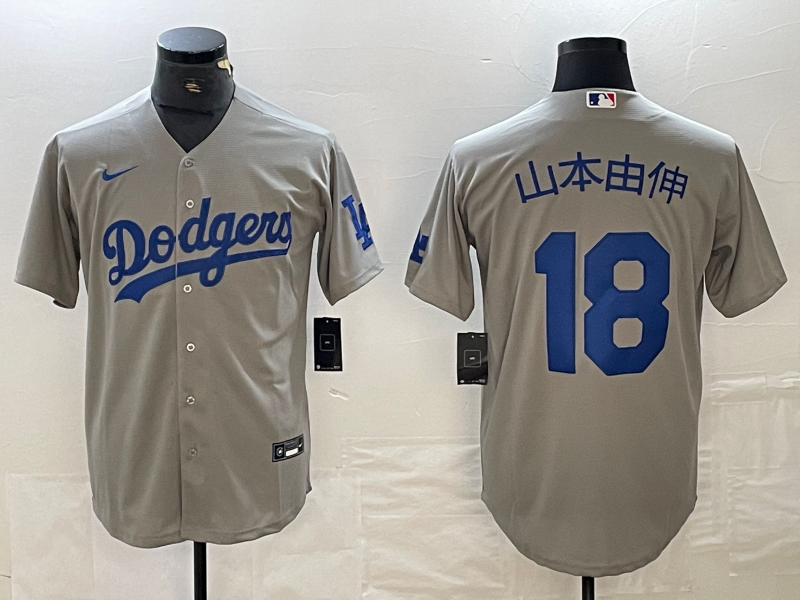 Men's Los Angeles Dodgers Yoshinobu Yamamoto #18 Gray Alternate Jersey